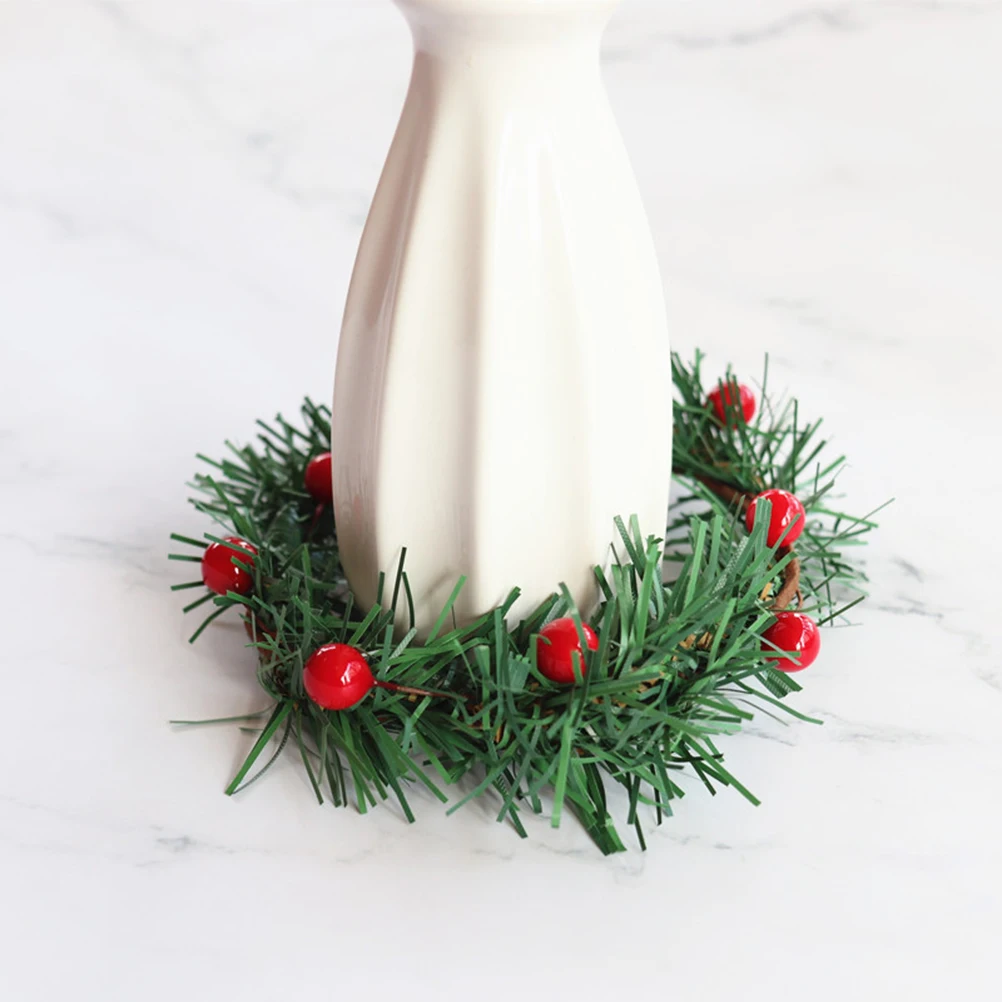 

4pcs 10Cm Christmas Artificial Wreath Red Berry Festive Decor Wall Door Hanging Party Supplies Holder Home Reusable Xmas