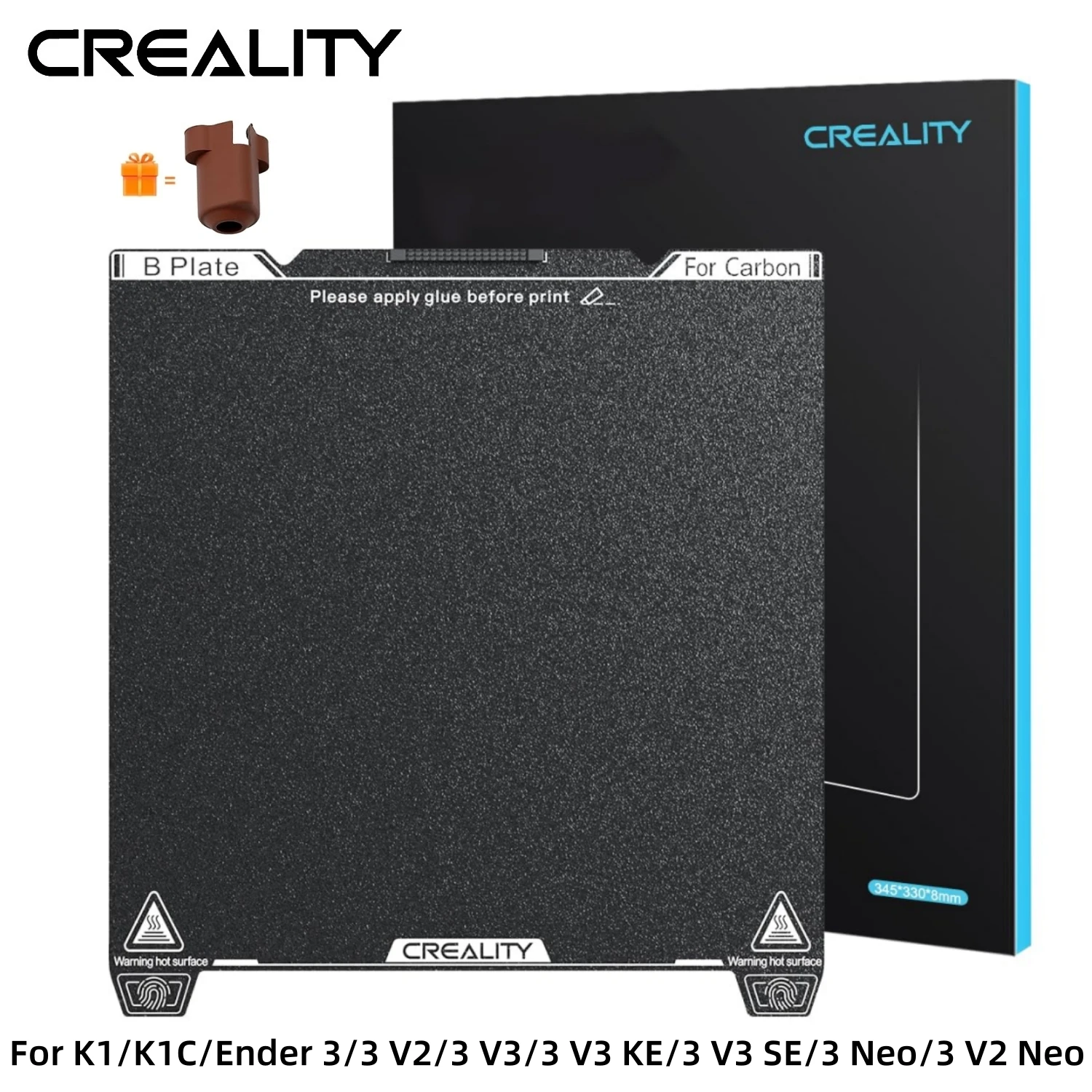 Creality K1C Build Plate Textured PEI Sheet with Nozzle Cleaner Flexible Spring Steel Magnetic Platform Plate for K1/K1C3 V3 SE