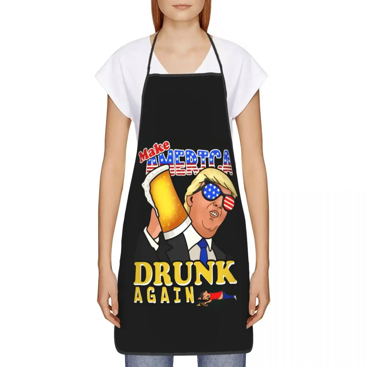 Custom Bib Make America Drunk Again Apron Men Women Unisex Adult Chef Kitchen Cooking Donald Trump Tablier Cuisine Gardening