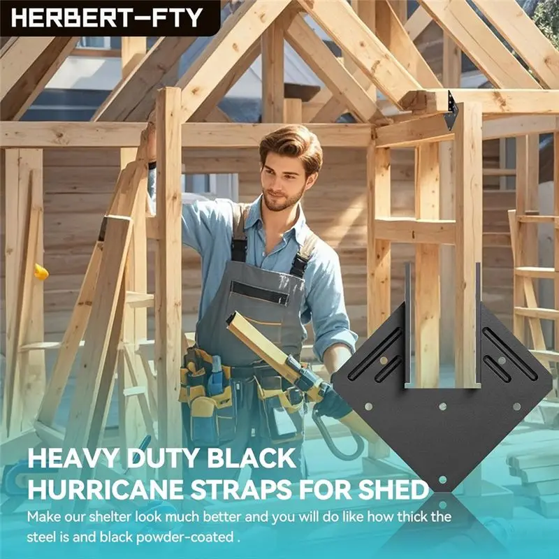 A11E-10 PCS Heavy Duty Black Hurricane Ties For Rafters,13 Gauge Roofing Hurricane Straps Truss Hangers,Rafter Brackets