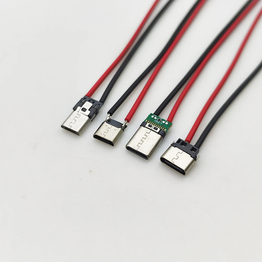 5Pcs 2Pin Micro USB Male Female Jack Type C USB Welding Wire Male Connector For Mobile Phone Charging Port Charging Socket