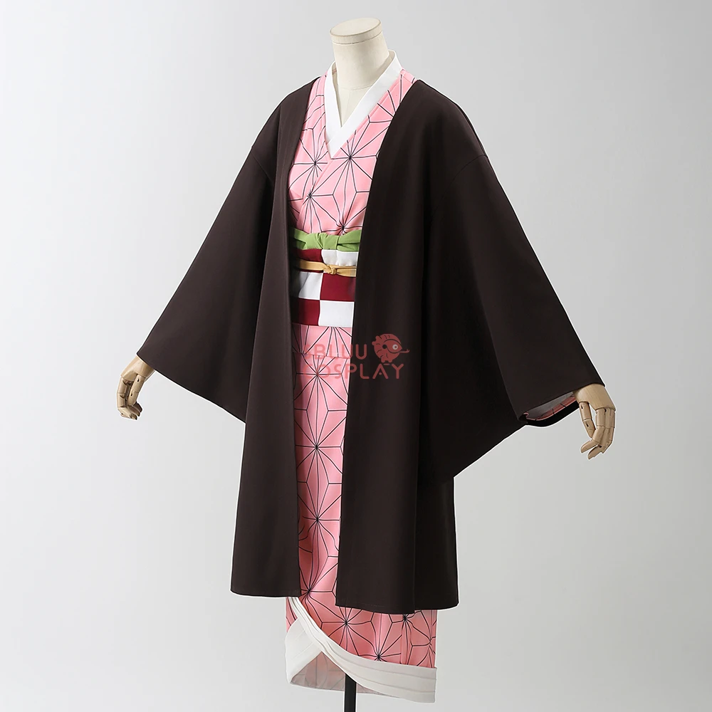 SBluuCosplay Nezuko Cosplay Erwachsene Hohe Qualität SR Bambus Rohr Prop Tiefbraun Haori Halloween Kostüm Weihnachten Geschenk Outfit