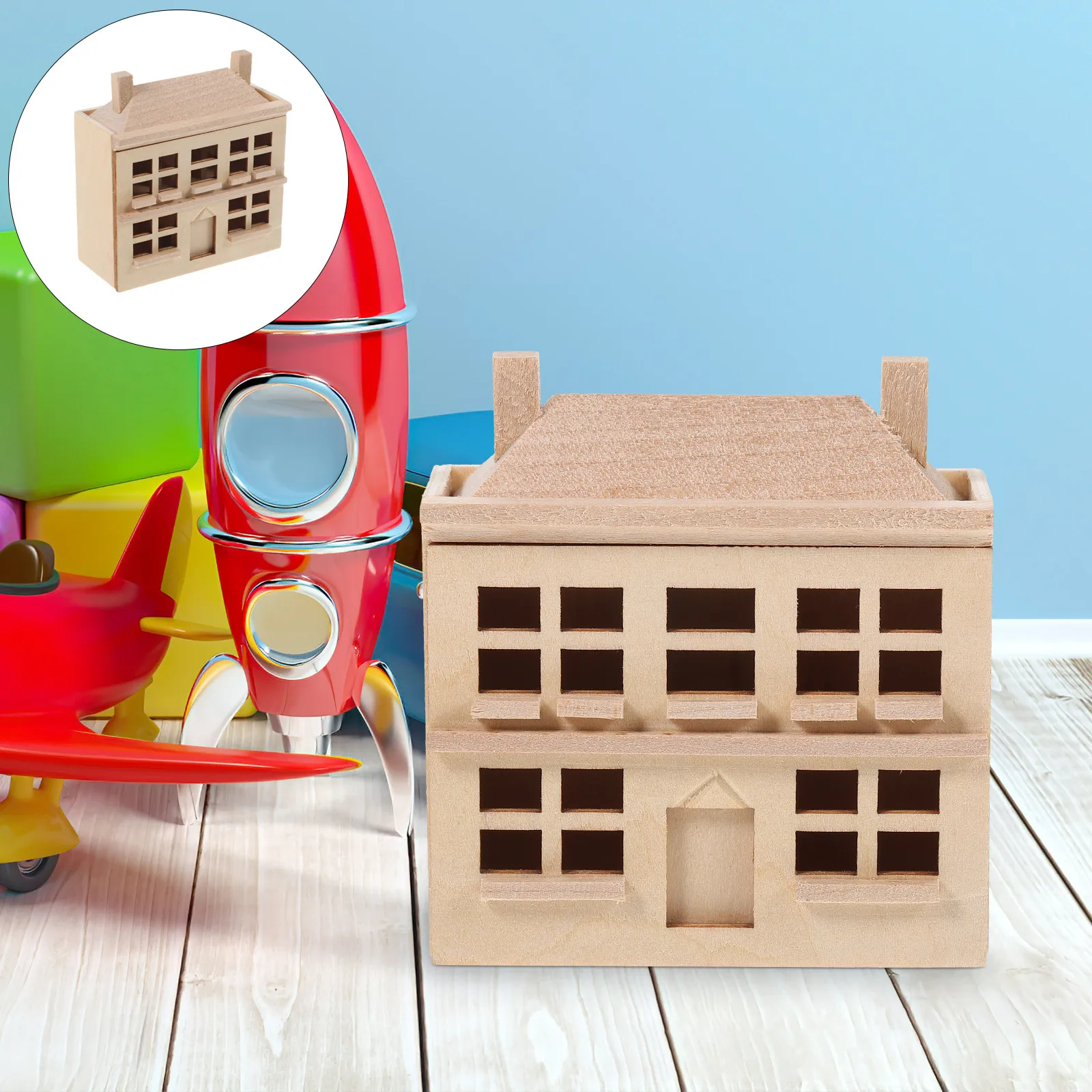 

Mini Wooden Villa Ornament DIY Accessories Mini House Decoration Kids Simulated Wooden Miniature Home Decor