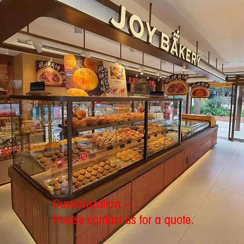 custom.Japanese Luxury Bakery Cake Display LED Lighting Varnished Heavy Duty Design-Customizable S