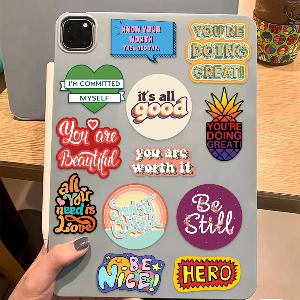 50PCS Creative English Short Sentence Decorative Stickers DIY Phone Case Laptop Cup Speaker Toy Stickers