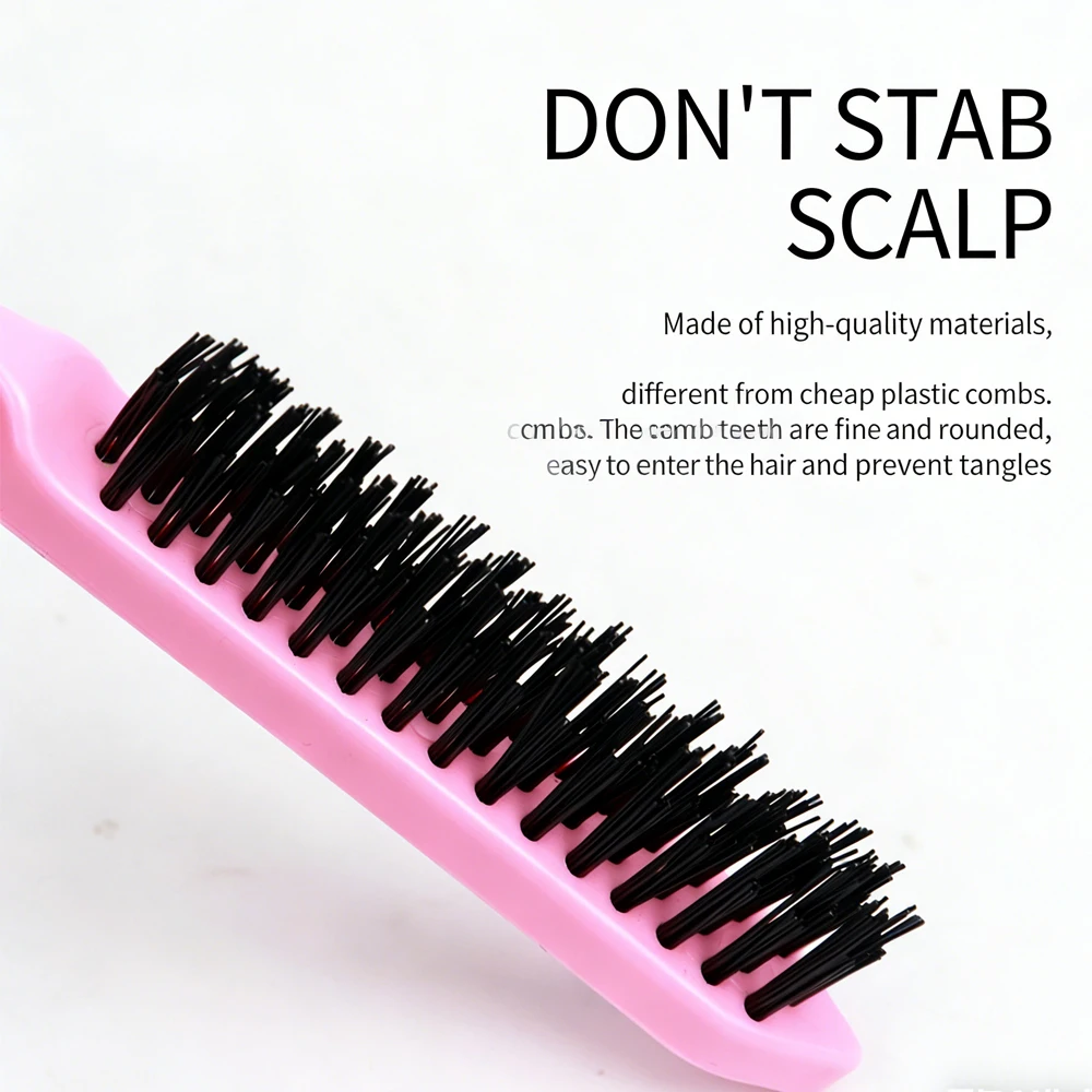 1/5 قطعة فرشاة إغاظة الشعر، أسود وردي صالون الظهر فرشاة تمشيط ذيل الجرذ إغاظة فرشاة شعر النايلون لأداة تصفيف تمشيط الظهر #2
