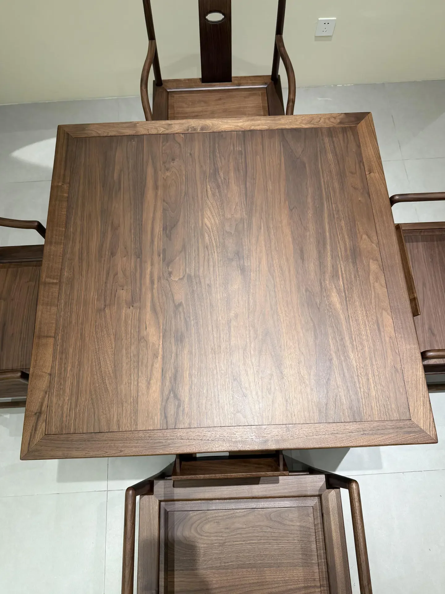 New Chinese-style ash mahjong table and chair combination, leisure and entertainment square table
