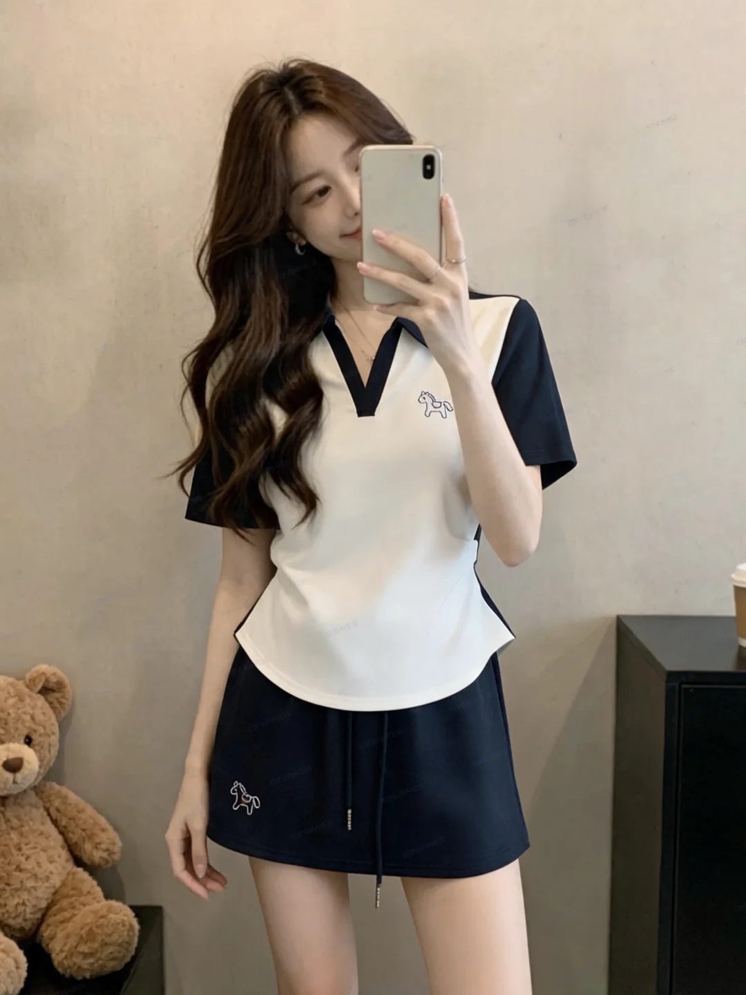 Slimming V-Neck Short Sleeve T-Shirt Women's Summer Fashion plus Size Korean Style Cool Feeling Polyester Fiber Base Shirt