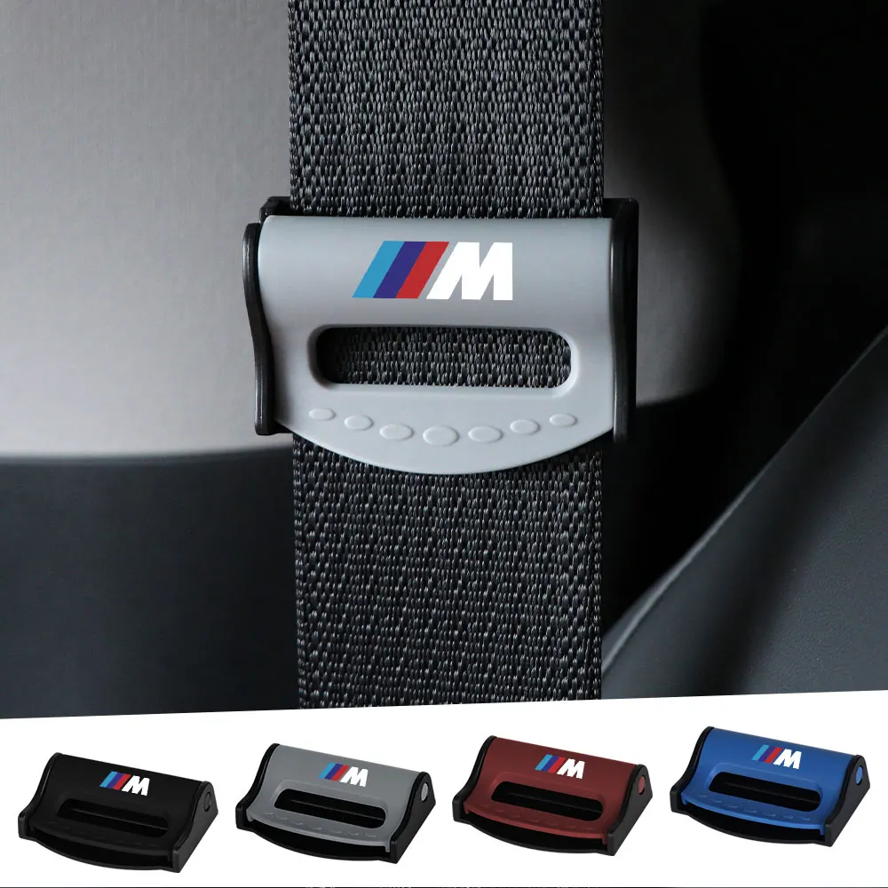 2PCS Car Seatbelt Stopper Adjuster Clip Safety Seat Belt Buckle Clip For M Performance E46 E90 E60 F30 E39 Serie 1 Auto Styling