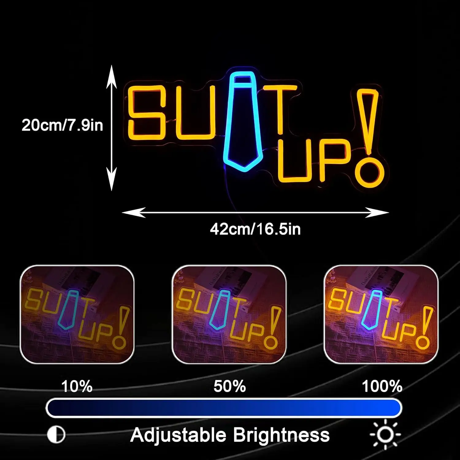 Suit Up Neon Sign USB Dimmable LED Light for Suit Shop Office Man Cave Party Front Window Decoration Signboard Light Gifts