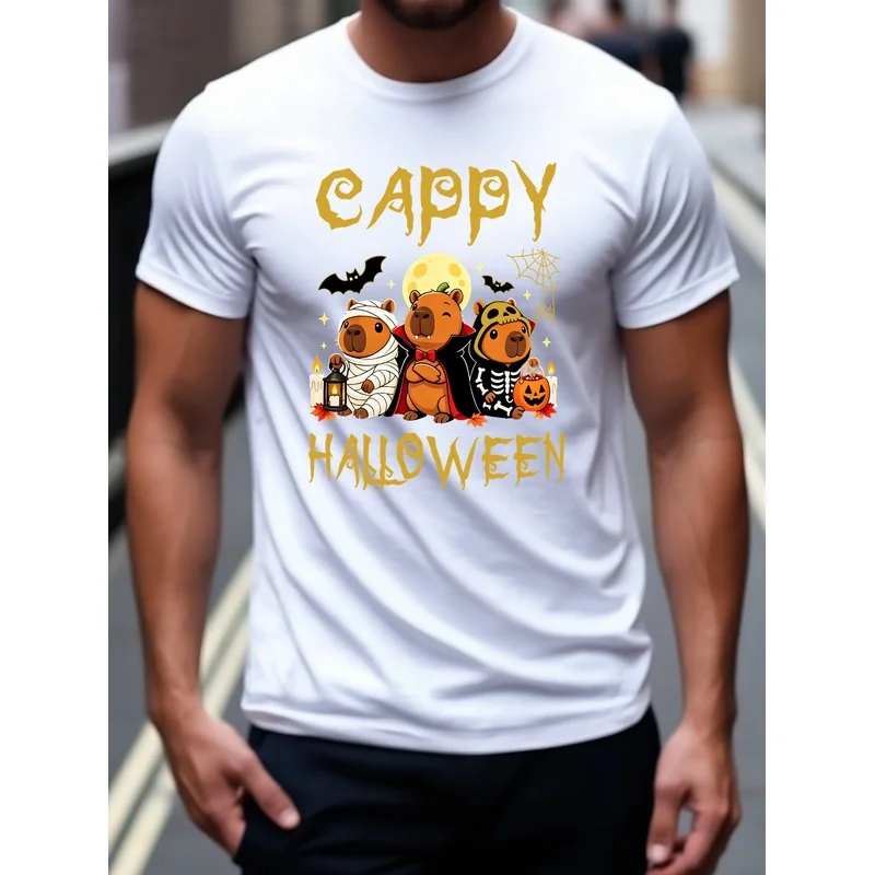 Men'S T-Shirt, Fun 'Halloween Bear' Printed Tee, Men'S Short Sleeve Shirt, Regular Casual Daily Top, Men'S T-Shirt, Fun 'Hallowe