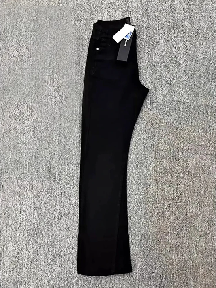 Bla High Waist Curved Knife Jeans Men's American High Street CleanFit Trousers Long Straight Leg Micro Flared Pants