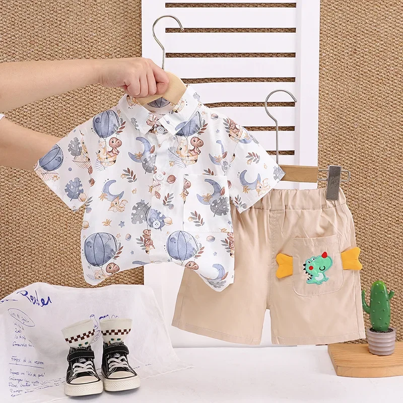

New Summer Baby Boys Clothes Suit Children Cartoon Short Sleeved Shirt Shorts 2Pcs/Sets Toddler Casual Costume Kids Tracksuits