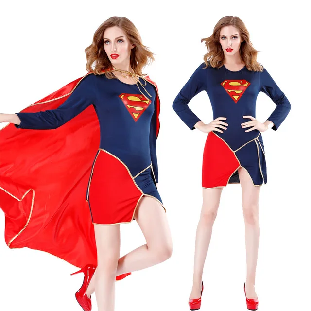 Superwoman loween Vestito Cosplay Cartoon Fem Supereroe Flng Tutina Costume Costume tradizionale cinese da donna Abbigliamento da palcoscenico
