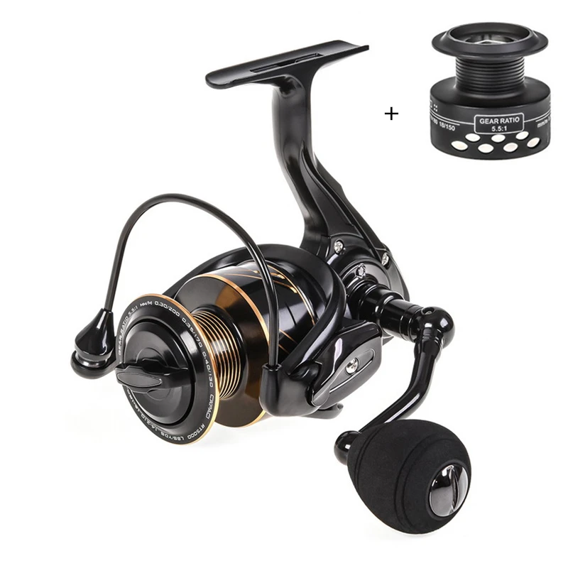 

Aluminum Alloy Carved Double Spinning Reel 7.5KG Max Drag Power 5000 Series Fishing Wheel for Bass Pike Fishing