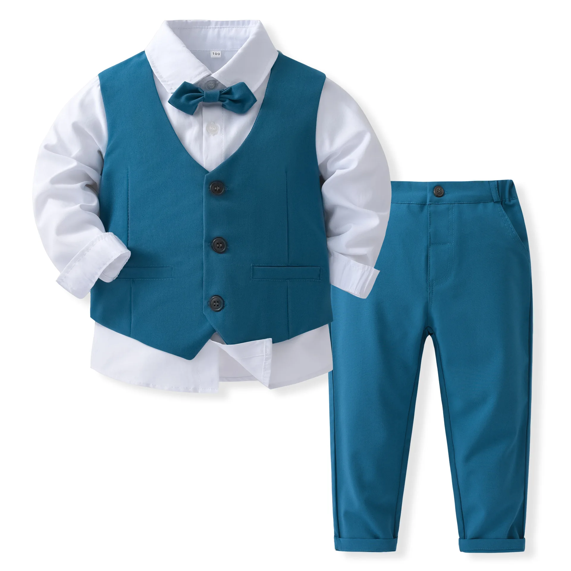 

Kids Clothes Boys Solid Formal Outfits 1-5 Years Children Wedding Party Clothes Spring Fall 2023 Fashion Birthday Cotton Suite