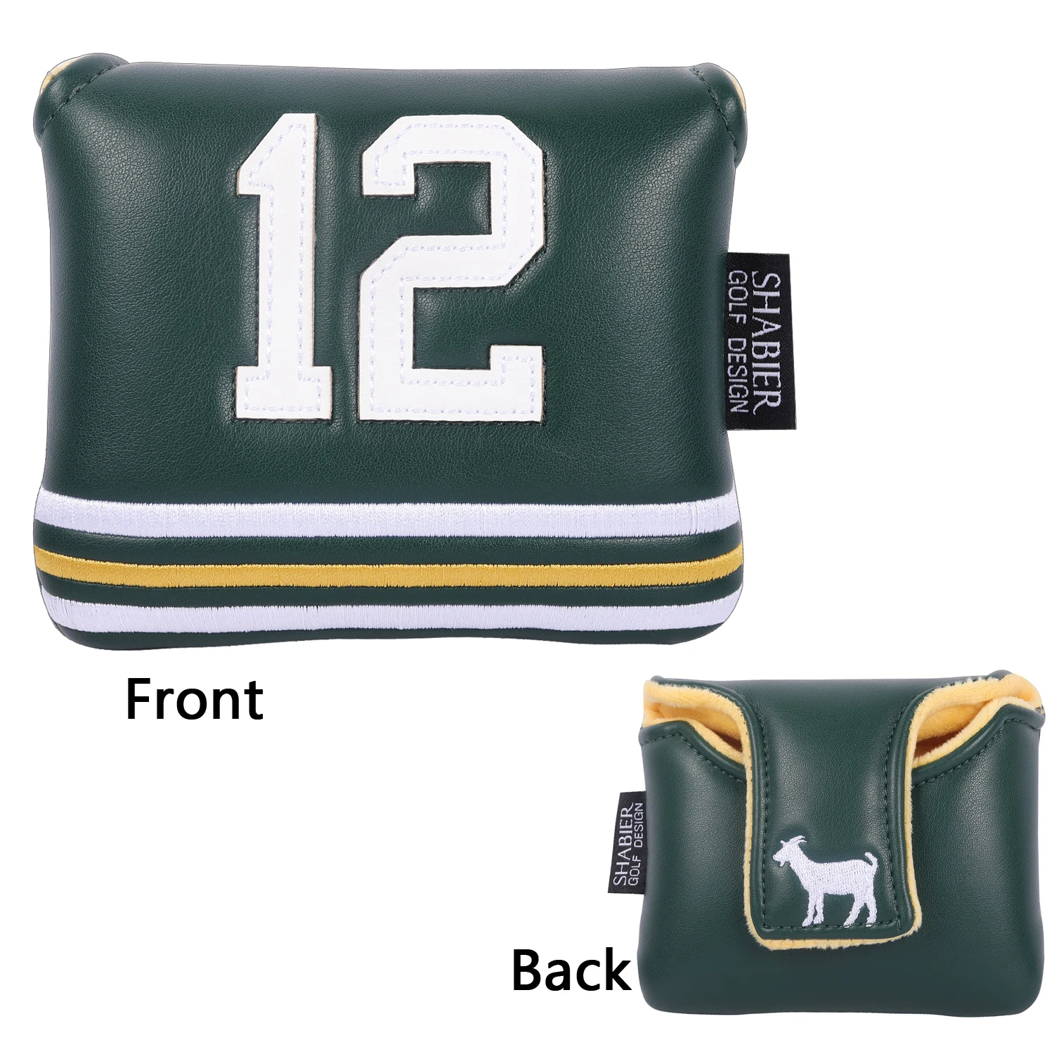 Premium PU Leather Sports Jersey Style Applique Number Embroidery Golf Club Headcover Square Large Mallet Putter Cover