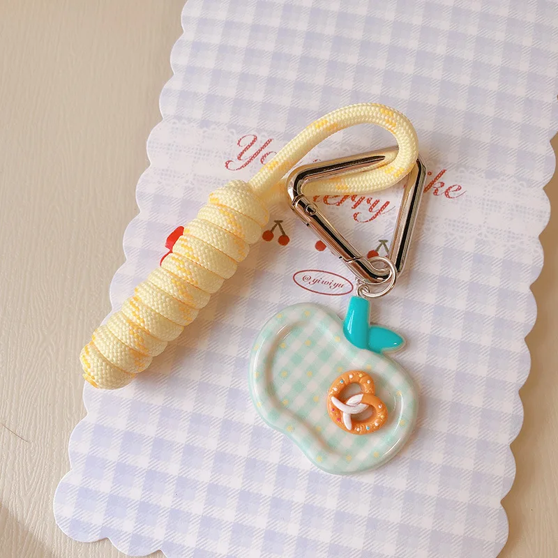 HD4439A06 Alkaline water knot lattice polka dot Apple creative braided rope keychain pendant bag pendant mobile phone chain