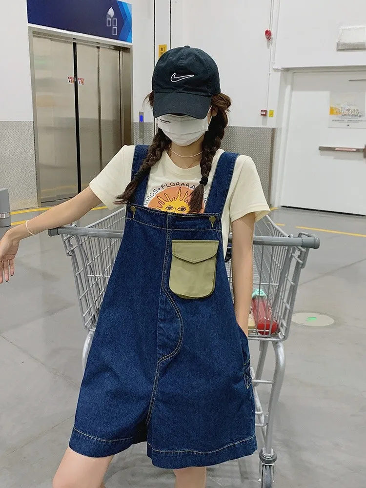 

Korean Sle Casual High Waist ort Denim Overalls Women's Summer 2024 Faion Trendy And Slimming Onesie Pants