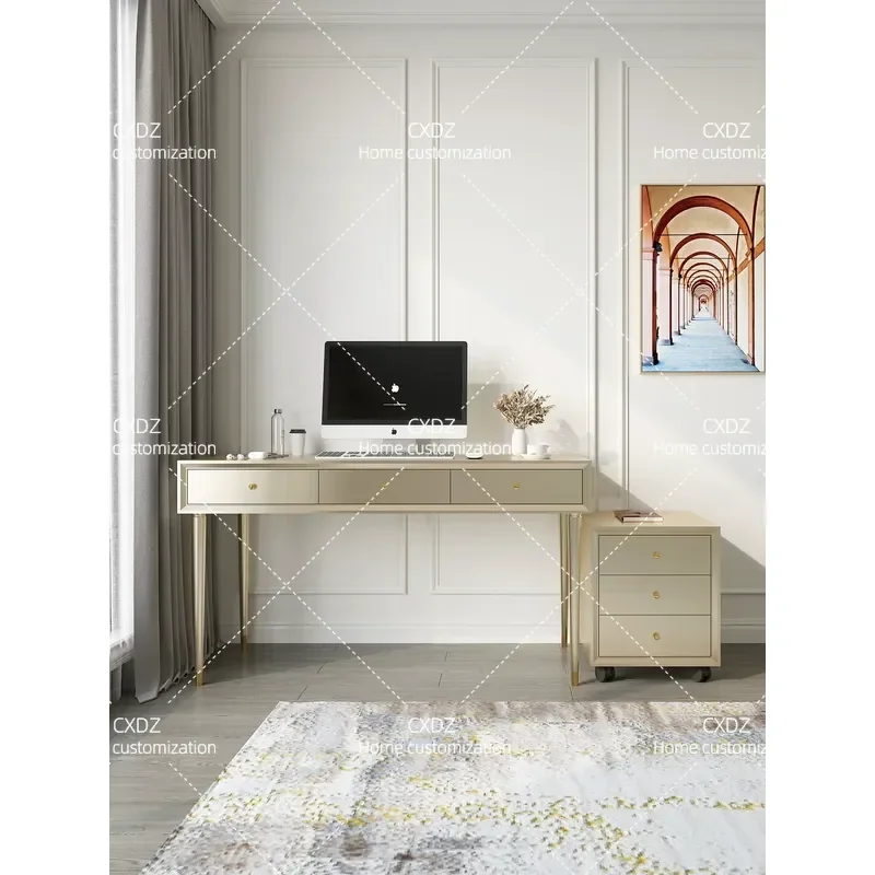 Modern Solid Wood Desk Minimalist Writing Table with Bookcase Set for Home Study Calligraphy Office Furniture