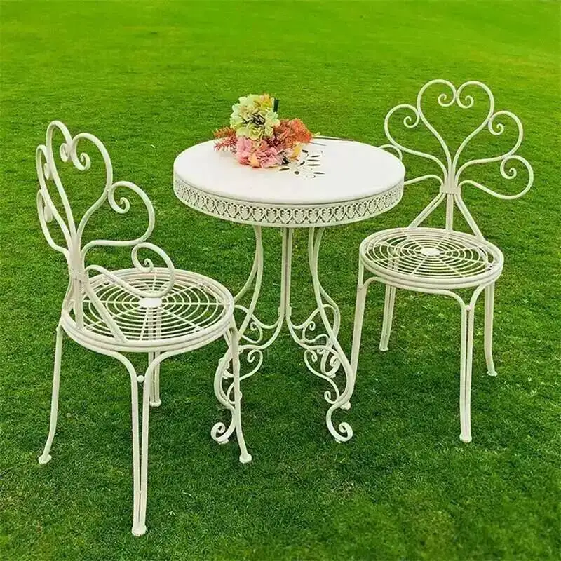 

Chairs Nordic Set Iron Table and Outdoor Courtyard Lounge Chair Household Balcony Garden Coffee Table Garden Furniture set Z