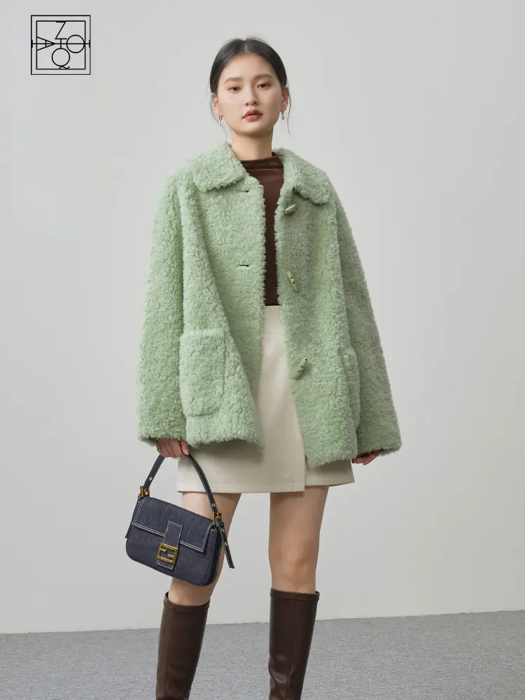 

ZIQIAO Cozy Teddy Lamb Wool Coat Women Winter 2022 New Design Sense Sweet Age-reducing Loose Warm Fur Short Coat Female