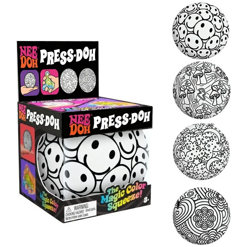 Needoh Press-Doh Color Changing Squeeze Ball Flour Filled Fast Rebound Fidget Toy Stress Relief Sensory Toy for ADHD Autism Gift