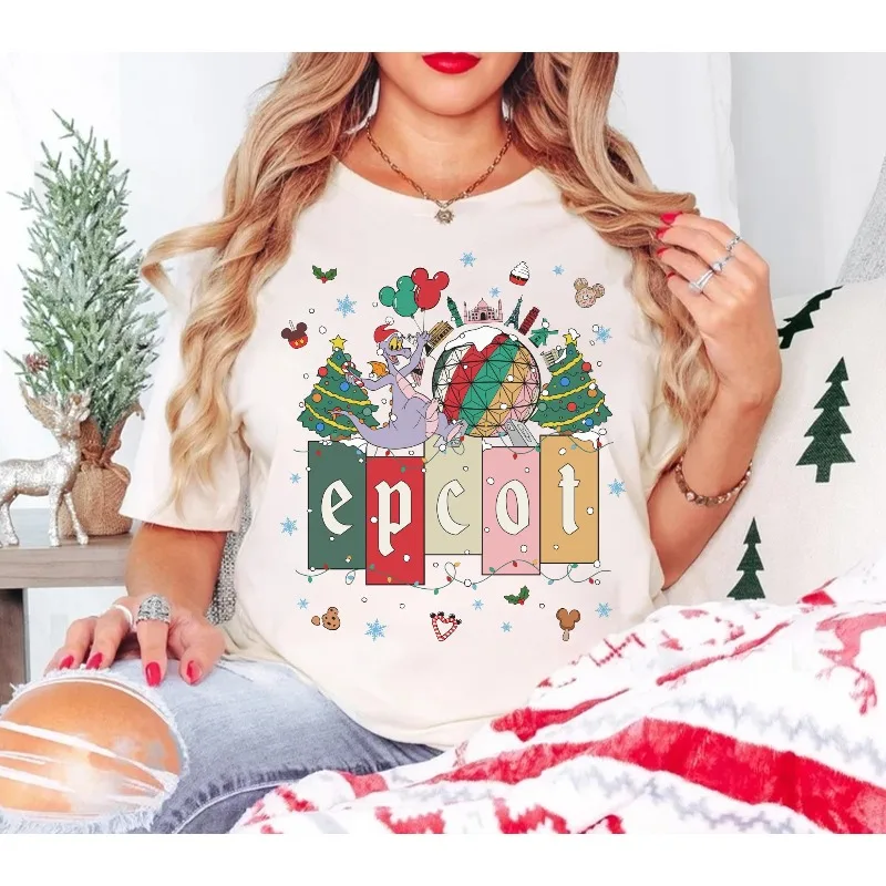 

Cute Figment Epcot Merry Christmas Figment Dragon Christmas Four Seasons Pure Cotton Casual Suitable for Both Men and Women
