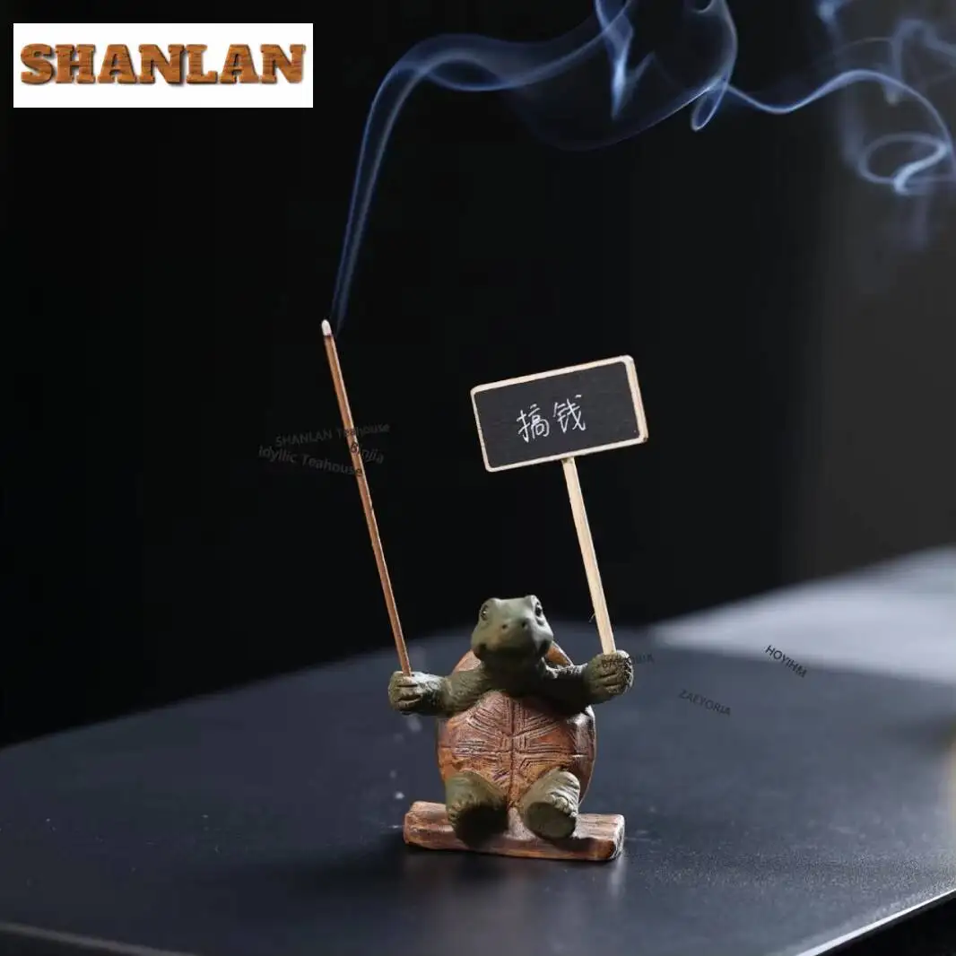 Yixing Purple Clay Small Turtle Tea Pet Traditional Lucky Model Tea Figurine Play Toys Tea Statue Ornaments For Tea Decoration