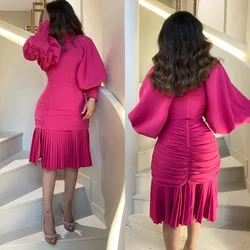 Customized Jiayigong Sparkle Prom Jersey Button Wedding Party Sheath High Collar Bespoke Occasion Gown Knee Length Dresses