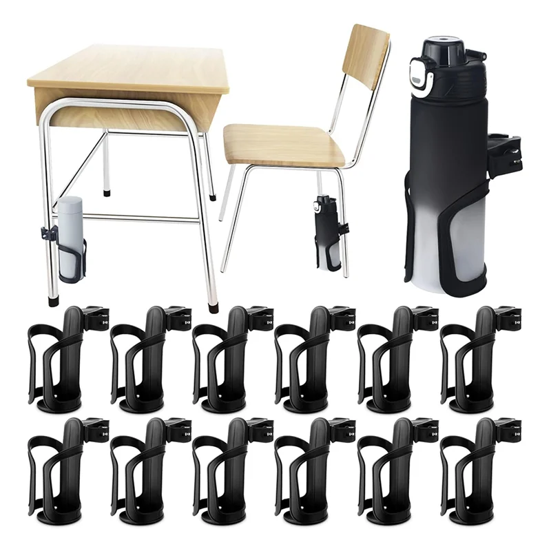 

HHO-Back To School 12 Pcs Water Bottle Holder For Classroom Desk 360° Rotating Cupholder Gift Set