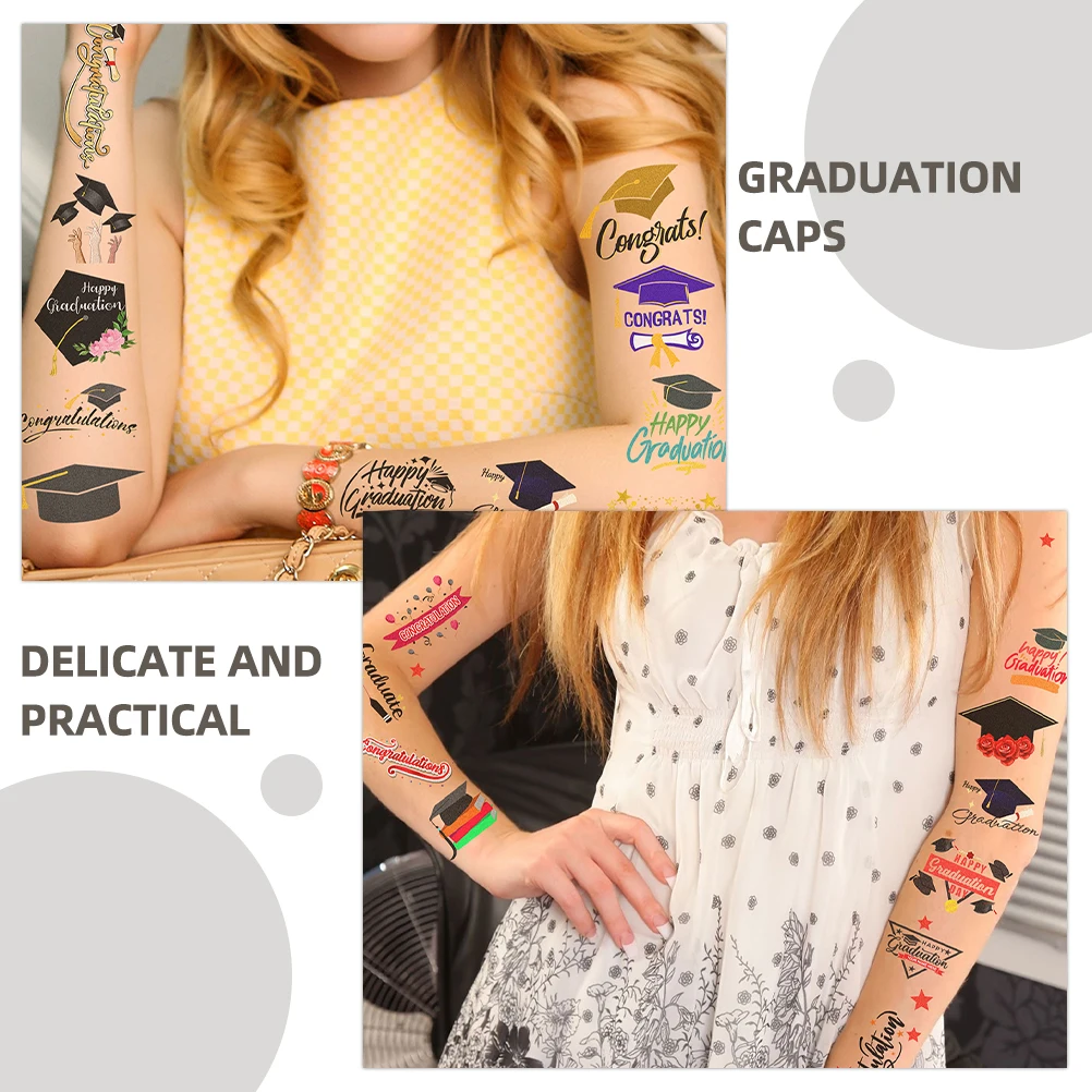 

6 Sheets Graduation Season Tattoo Stickers Aesthetic Party Decorations Graduations Congrats