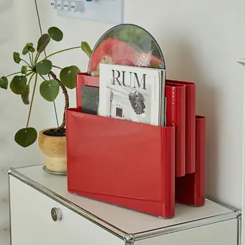 Nordic creative bookshelf floor-to-ceiling magazine rack desktop decoration book shelf ABS clear Vintage living room four pockets