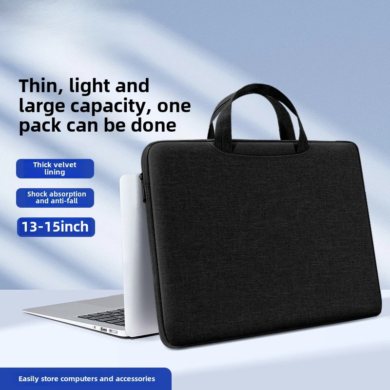 New Men's and Women's Portable Laptop Case 13 14 15 Inch Waterproof Document Briefcase Lightweight Notebook Top-Handle Bag