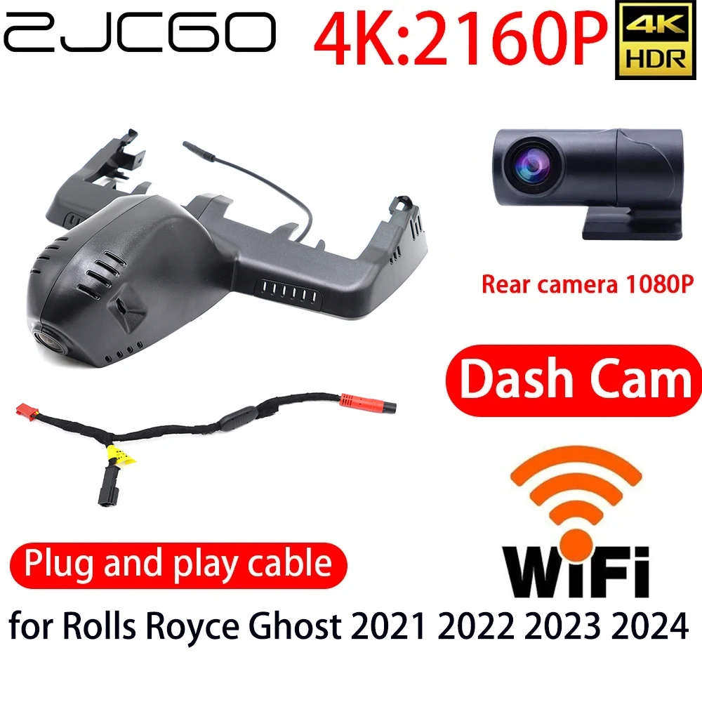 

ZJCGO 4K Car DVR Dash Cam Wifi Front Rear Camera 24h Monitor for Rolls Royce Ghost 2021 2022 2023 2024