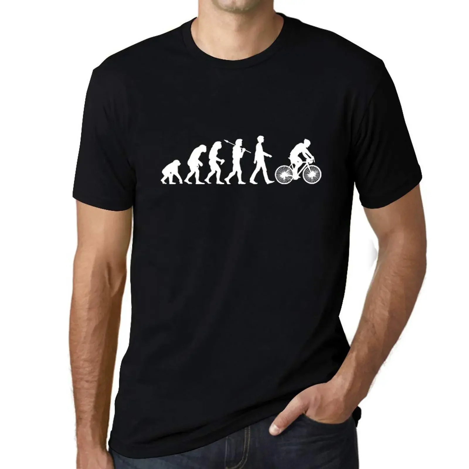 Men's Funny Evolution of Cycling T Shirt Vintage  Eco Responsible Casual Bicycle Lover  vintage Washed Slightly Soft