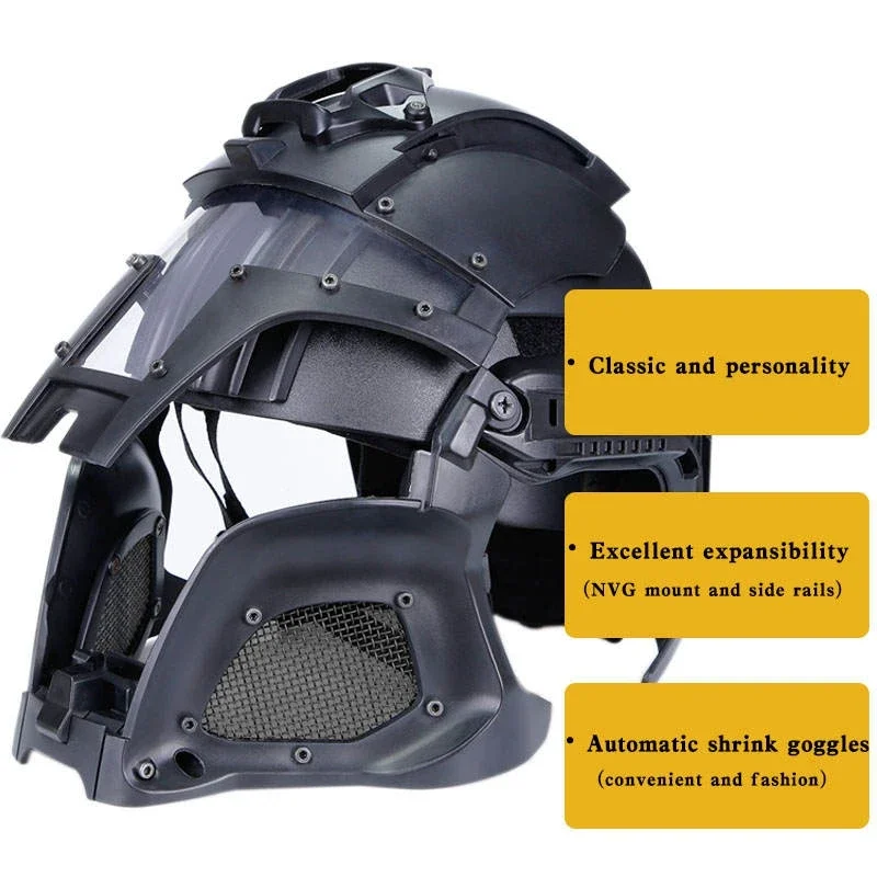 Tactical Helmet Full Face Cover Outdoor CS Game Combat Helmets Paintball Airsoftsport Training Protective