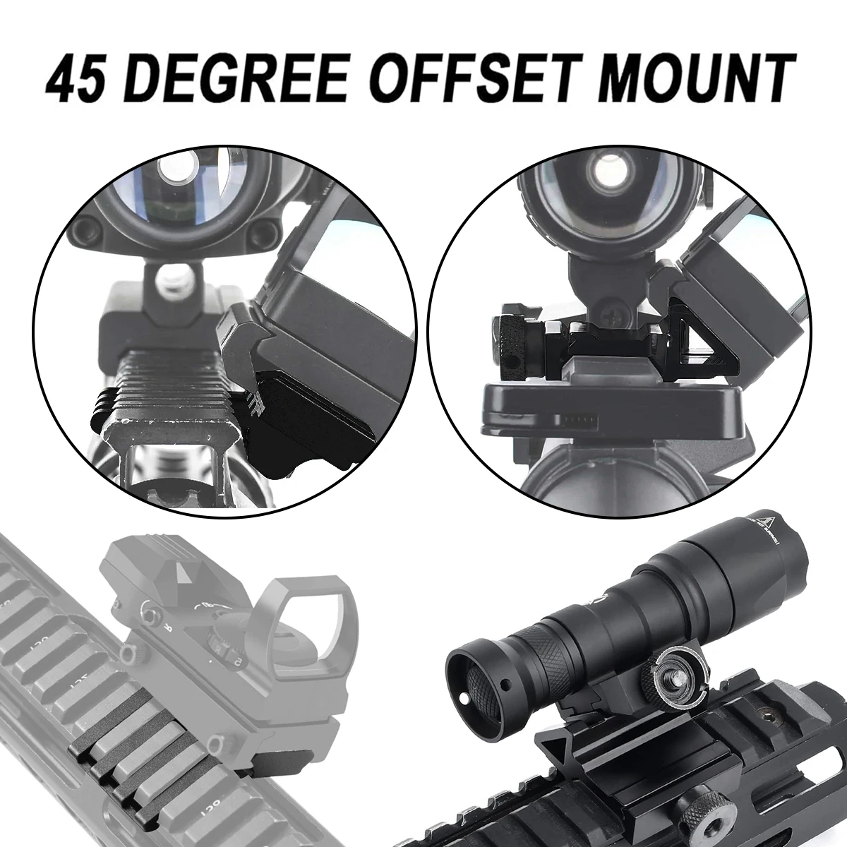 

45 Degree Offset Mount 4 Slots Offset Picatinny Rail Mount for SF M600 Flashlight Rifle Red Dot Sight Airsoft Rail Accessories