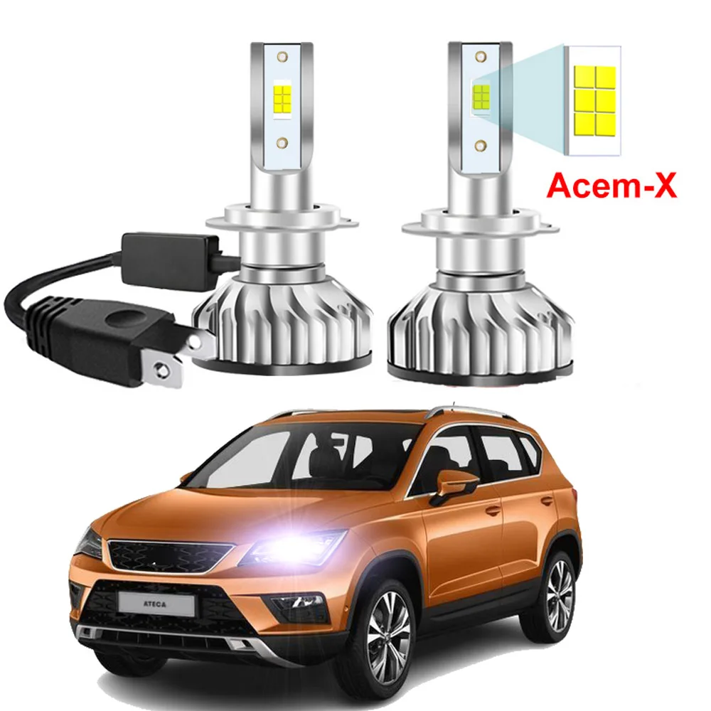 

2Pcs Led Headlight Bulb for Seat Ateca 2016 2017 2018 2019 LED High Low Beam LED Headlamp 6500K Canbus