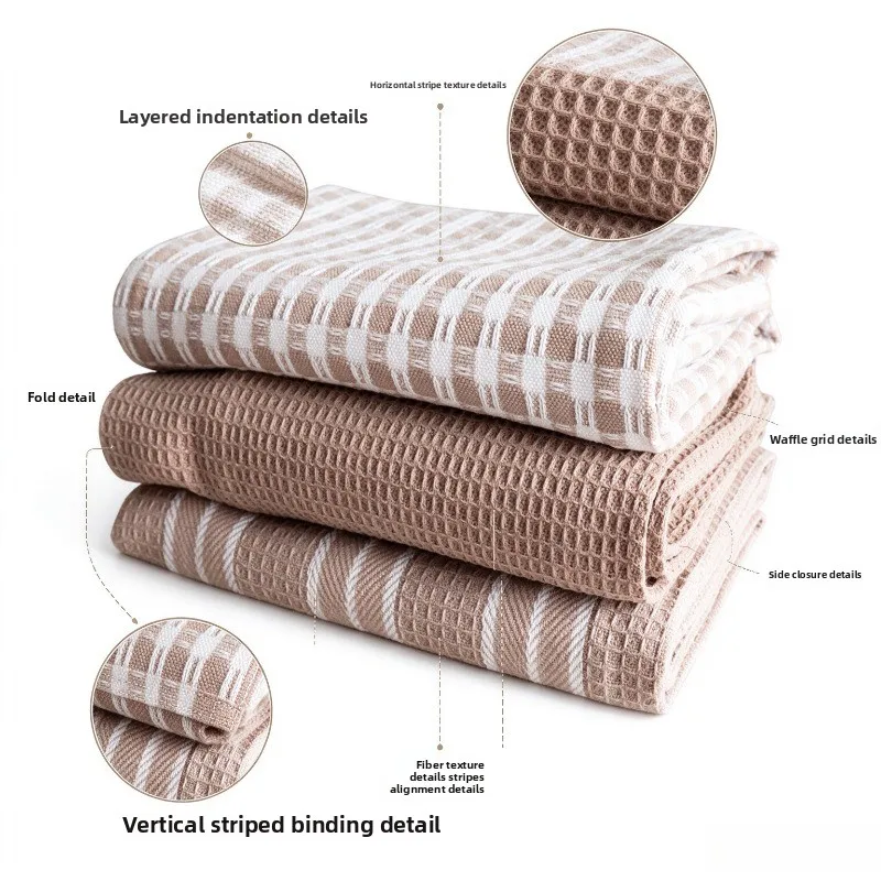 Waffle Weave Hand Towel Absorbent Quick Dry Kitchen Towel Reusable Dish Cloth for Bathroom Household Cleaning