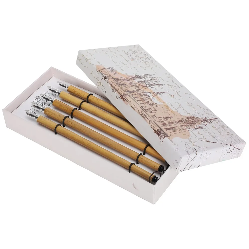 

Набор из 5 бамбуковых перьев для каллиграфии, 5 размеров перьев, для начинающих, простые в использовании бамбуковые перья/перья №1-5/набор перьев со скошенным кончиком