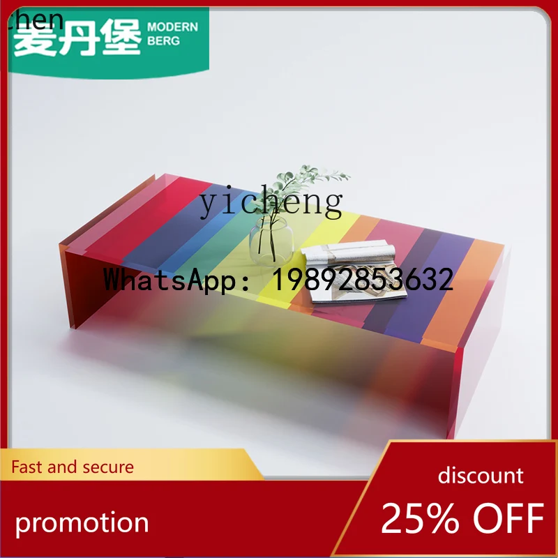 

Журнальный столик HT: простой, современный, в стиле лёгкой роскоши, из акрила, мобильный, из плексигласа.