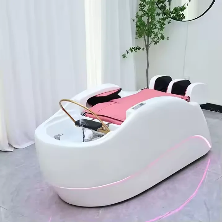 

Factory Luxury Salon Shampoo Bed With Steamer 4D Kneading Shampoo Basin Adjustable Hair Washing Relaxation Lying Massage Chair