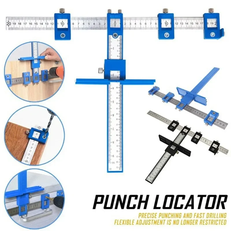 Imagem -04 - Gabinete Hardware Locator Punching Carpintaria Ferramentas Auxiliares Modelo Ajustável para Instalação Porta Gaveta Botão Puxar Punho