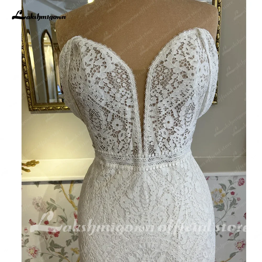 Lakshmigown Boho Meerjungfrauen-Brautkleid aus Spitze für Damen, schulterfrei, Bohemian-Brautkleid, maßgeschneidert, Vestido De Novia – Detail 7