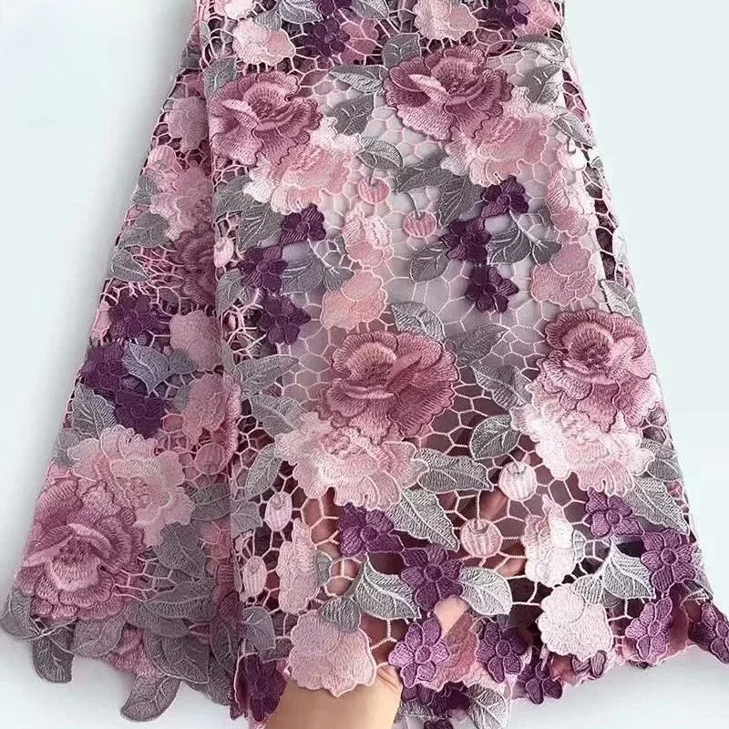 

Colorful Flower Water Soluble Lace Evening Dress Fabric