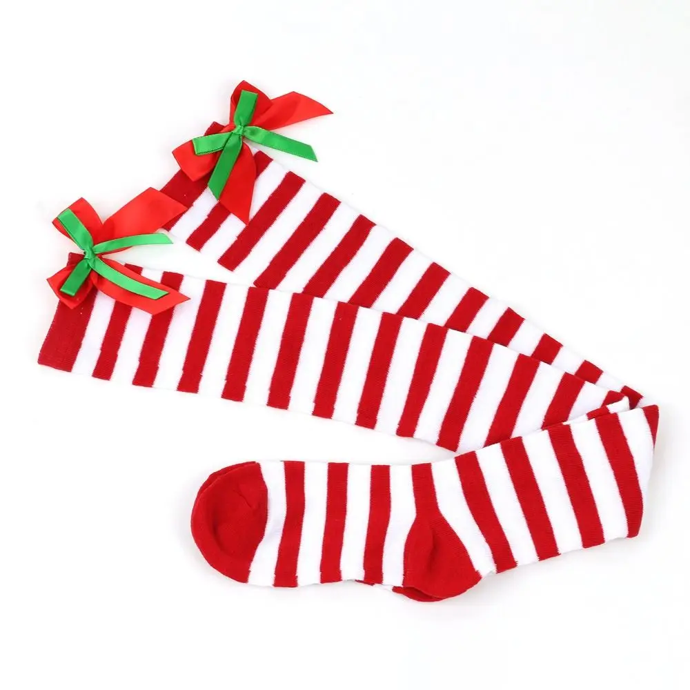 

Модные полосатые гольфы, чулки до бедра, милые зимние гольфы, рождественские носки, чулочно-носочные изделия, женские чулки