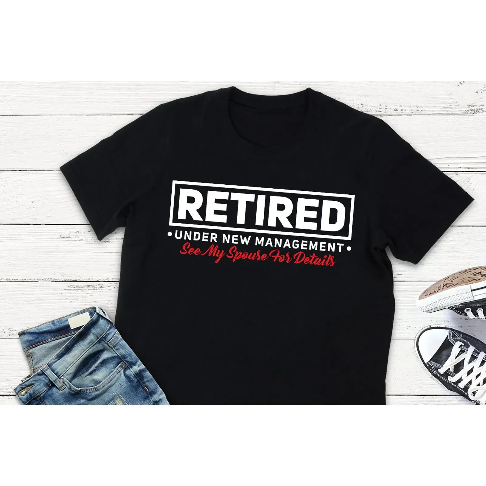 Funny Retirement T Shirt Retired Under New Management vintage Washed designer clothes Versatile homme Soft graphic Stretched