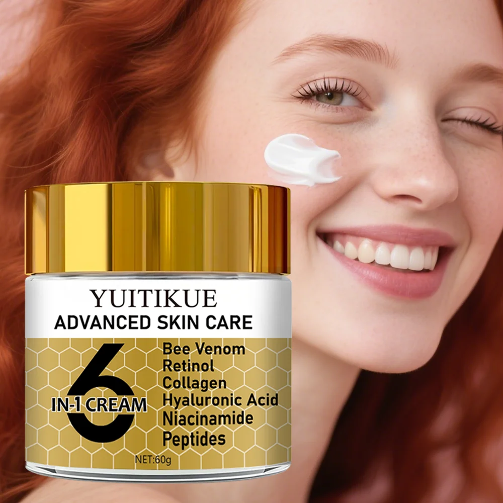 YUITIKUE Crema Hidratante 6 en 1, con Veneno de Abeja, Retinol, Colágeno y Niacinamida, Reafirmante y Fortalecedora para Rostro y Cuello
