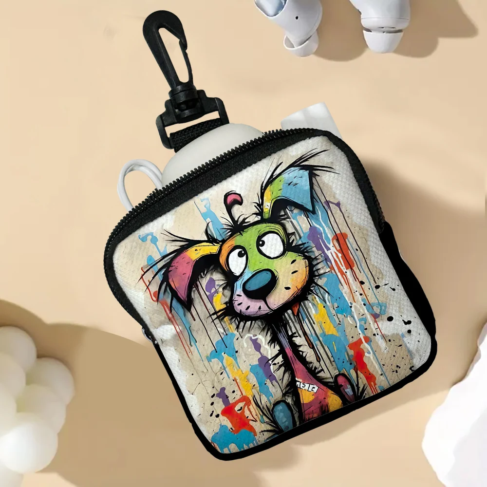 Colorful Graffiti Pup Coin Purse Change Bag Multi Functional Portable Key Card Bag Man Woman Wallet 3.3